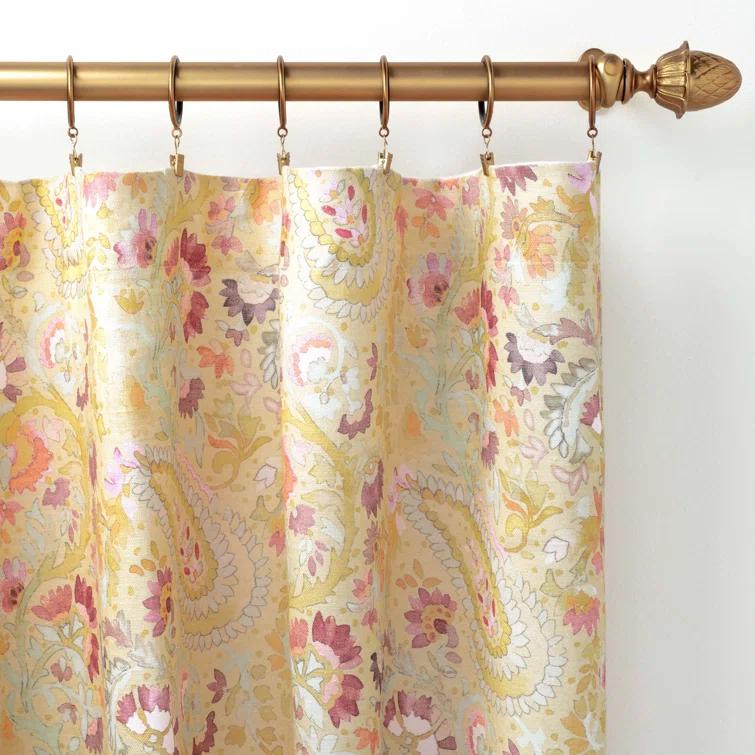 Ines Multi-Color Linen 50" x 108" Curtain Panel