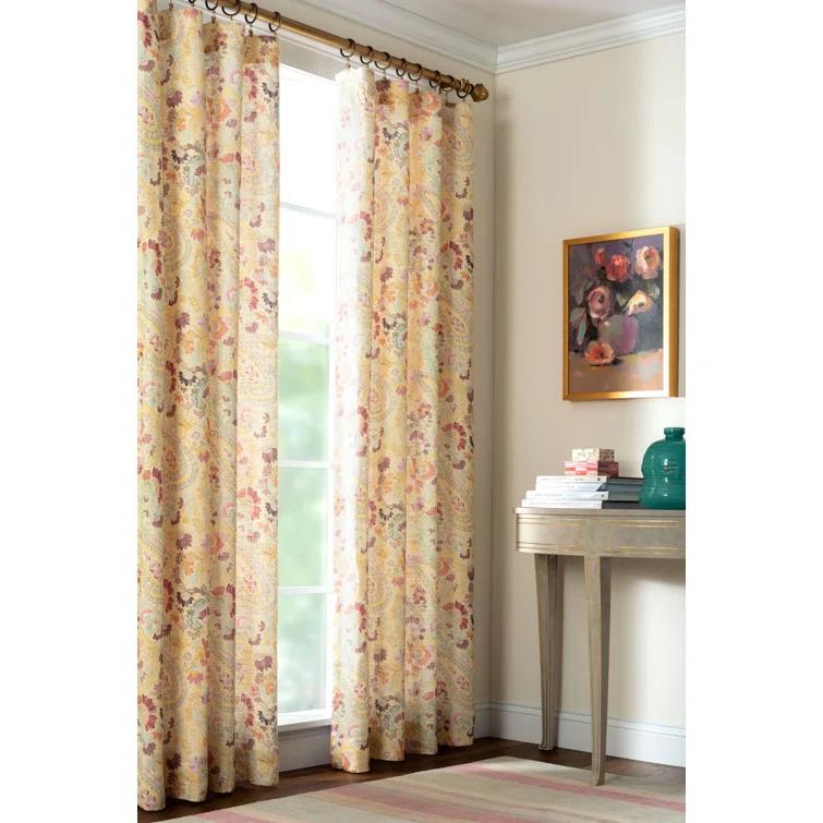 Ines Multi-Color Linen 50" x 108" Curtain Panel