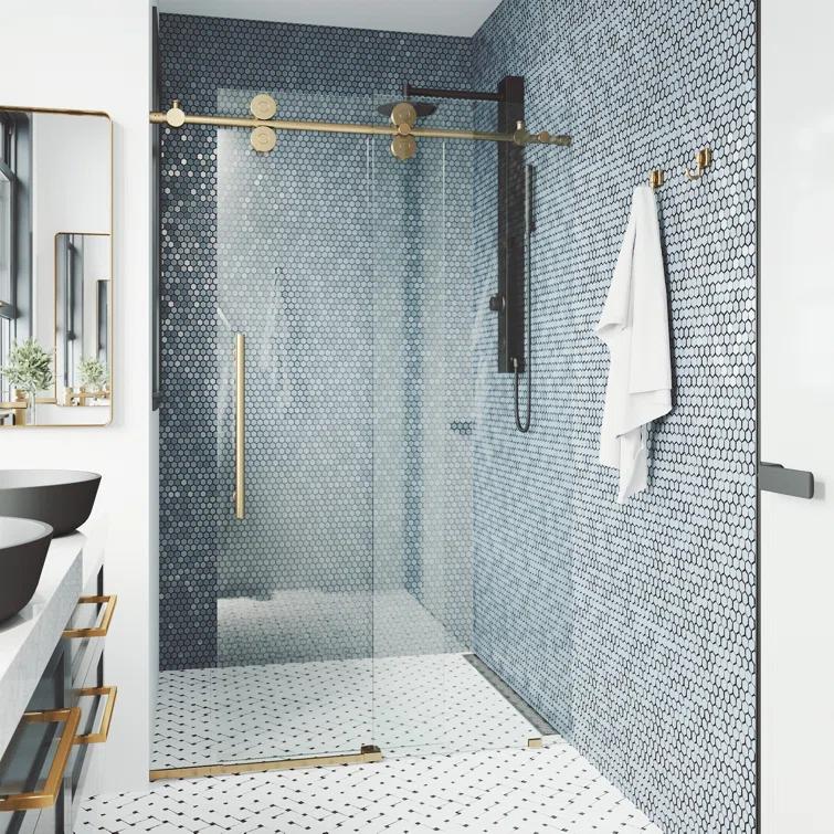Elan 56-60" W x 74" H Sliding Frameless Shower Door with 3/8" Clear Glass