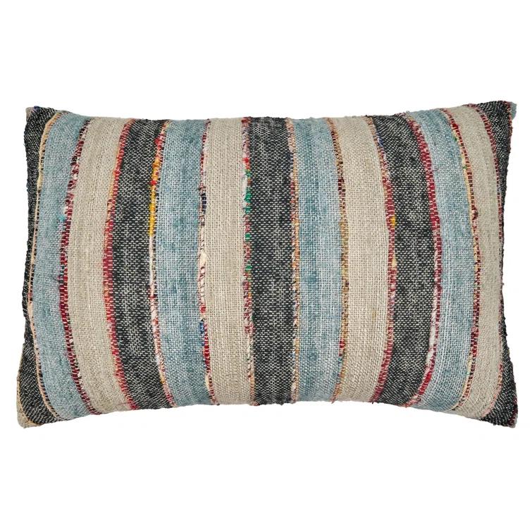 Saro Lynn Collection Striped Cotton Pillow Cover