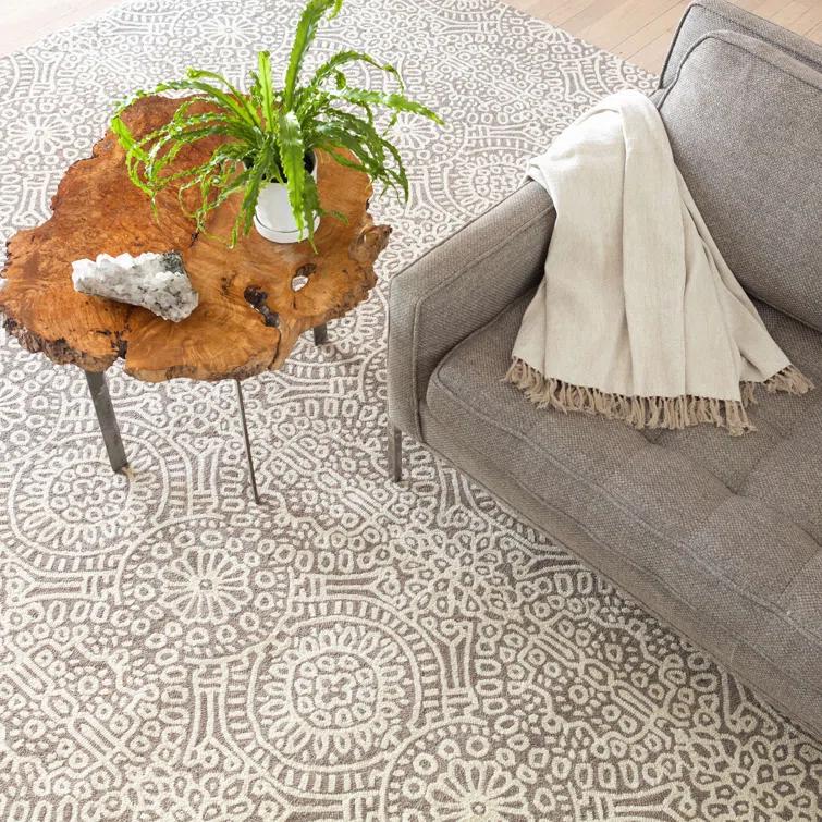 Temple Taupe Hand Micro Hooked Wool Rug