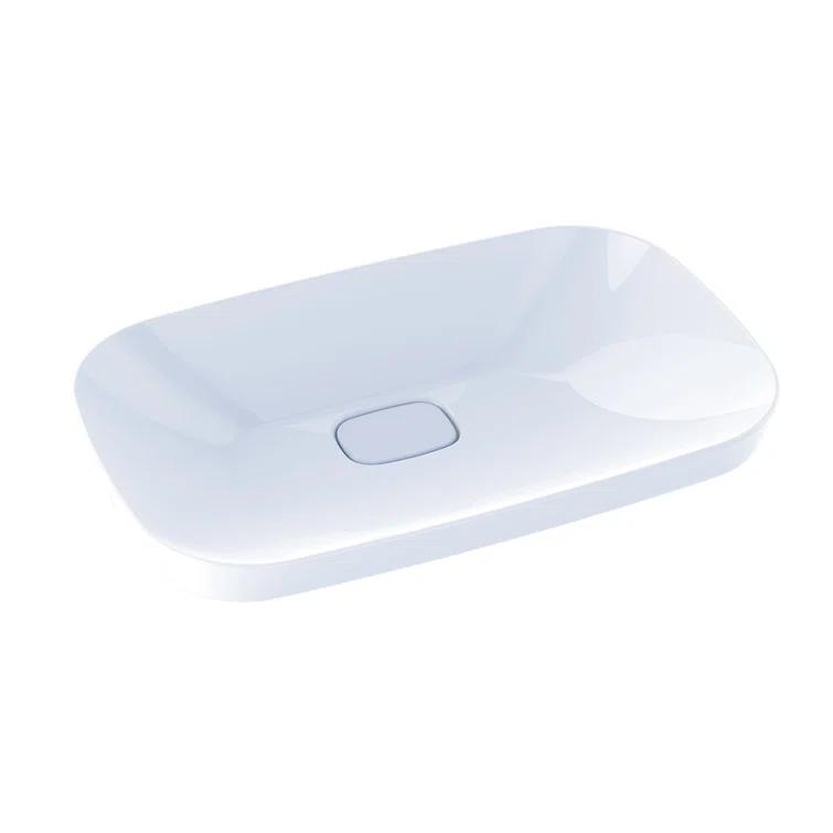 Neorest® Cotton White Rectangular Vessel Bathroom Sink with Overflow