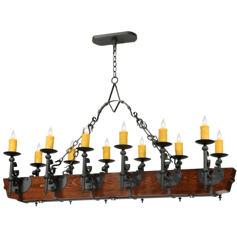 Rustic Lodge 15 - Light Dimmable Square / Rectangle Chandelier