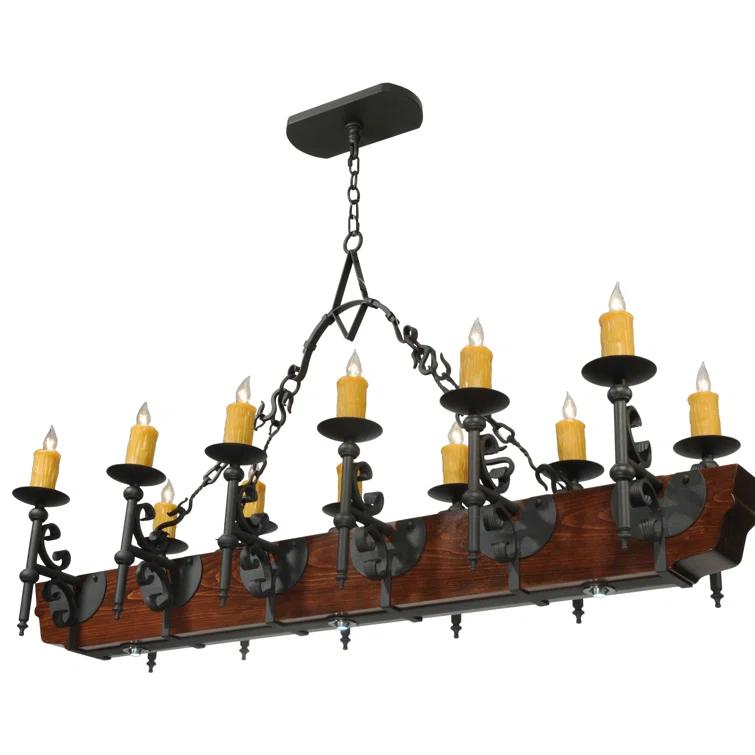 Rustic Lodge 15 - Light Dimmable Square / Rectangle Chandelier