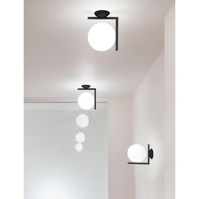 IC Small Black Direct Wired Opal Glass Sconce by Michael Anastassiades