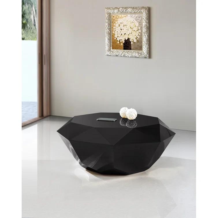 Gemma Matte Black Steel Diamond-Shaped Coffee Table