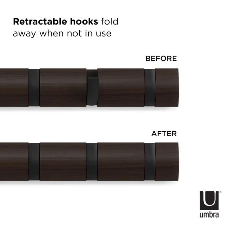 Umbra Flip Solid Wood Wall 8 - Hook Wall Mounted Coat Rack
