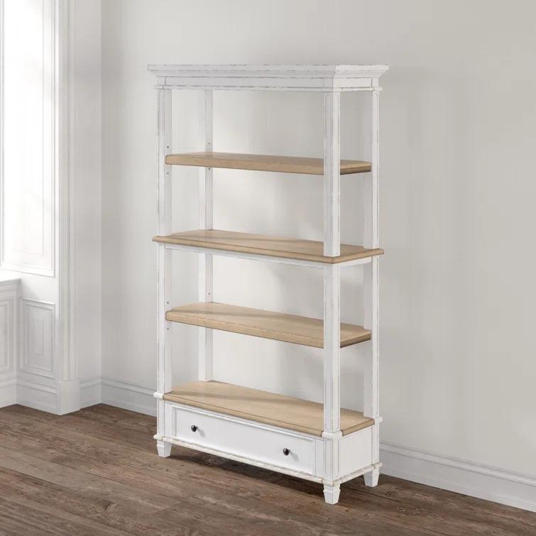 75" Realyn Bookshelf - Signature Design by Ashley: Cottage Style, Antiqued Two-Tone Finish, Open Shelves