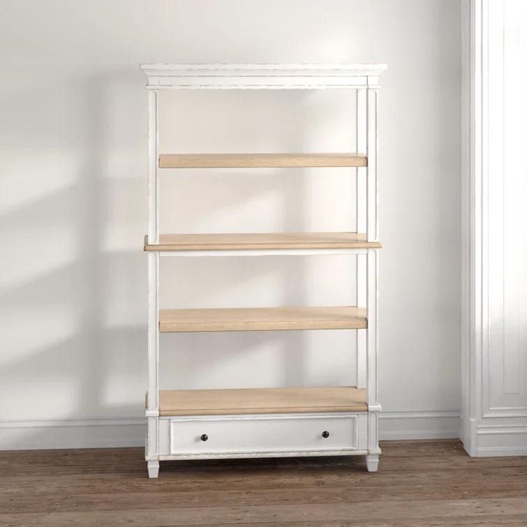 75" Realyn Bookshelf - Signature Design by Ashley: Cottage Style, Antiqued Two-Tone Finish, Open Shelves