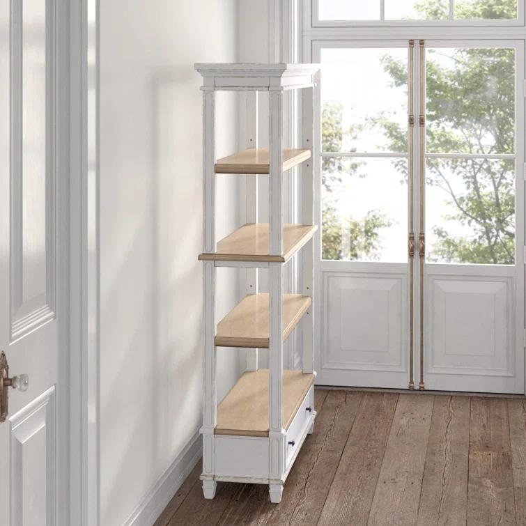 75" Realyn Bookshelf - Signature Design by Ashley: Cottage Style, Antiqued Two-Tone Finish, Open Shelves