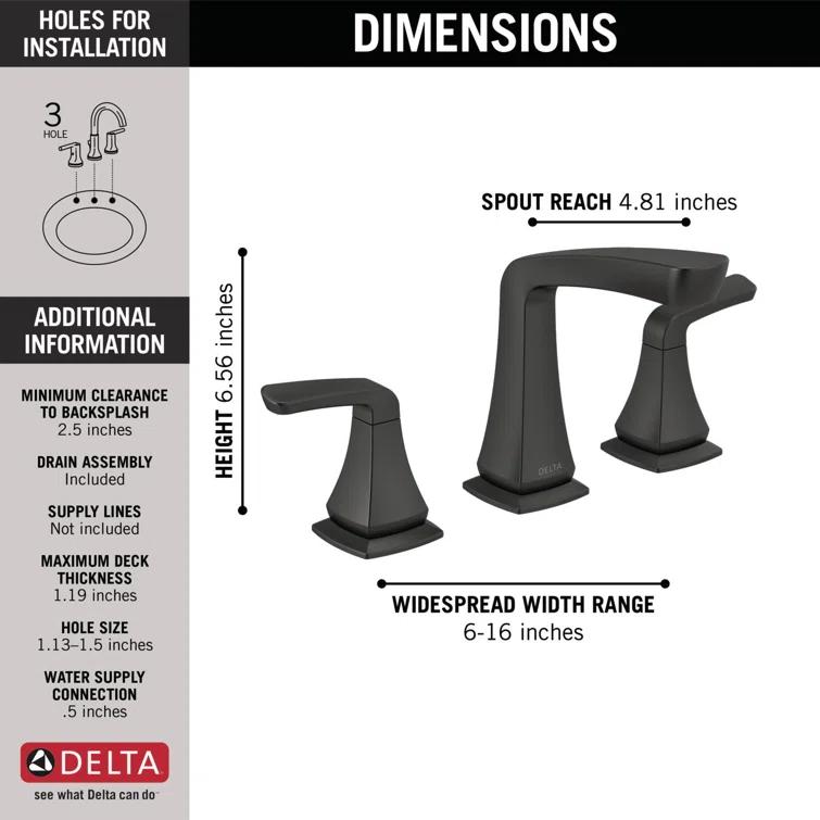 Vesna Widespread Bathroom Faucet 3 Hole, 2-handle Bathroom Sink Faucet with Drain Assembly