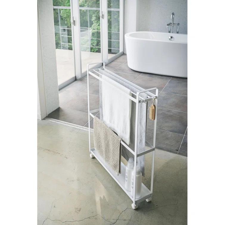 Yamazaki Home Tower Yamazaki Home Towel Rack And Bath Cart, Rolling Bathroom Storage Organizer 4292