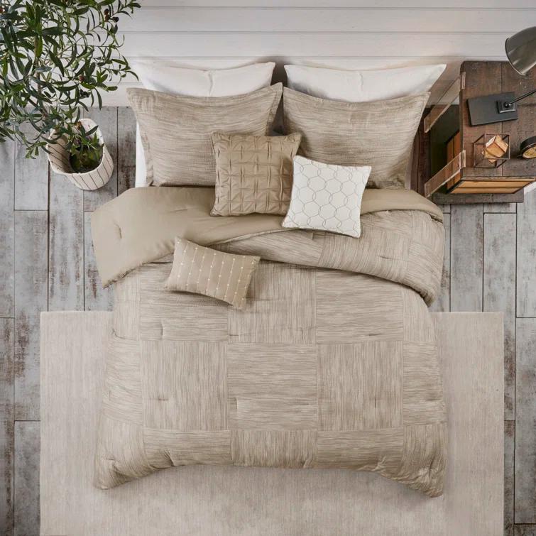 Madison Park Walter 7 Piece Printed Weave Seersucker Comforter Set