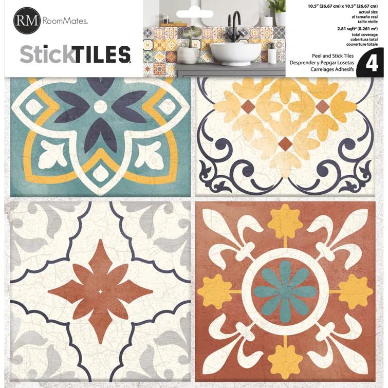 10.5'' W x 10.5'' L PVC Peel and Stick Field Tile