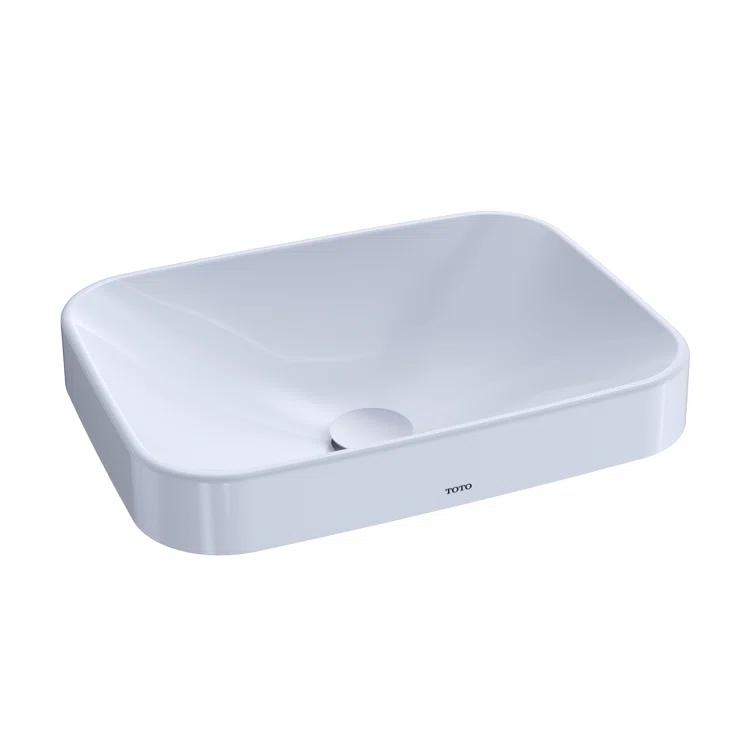 Arvina™ Vitreous China Rectangular Vessel Bathroom Sink with Overflow