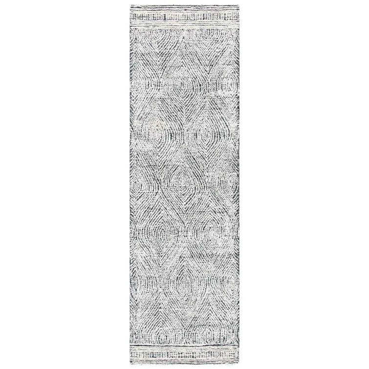 Abstract ABT340 Handmade Indoor Runner - Ivory/Charcoal - 2'-3"x18' - Safavieh