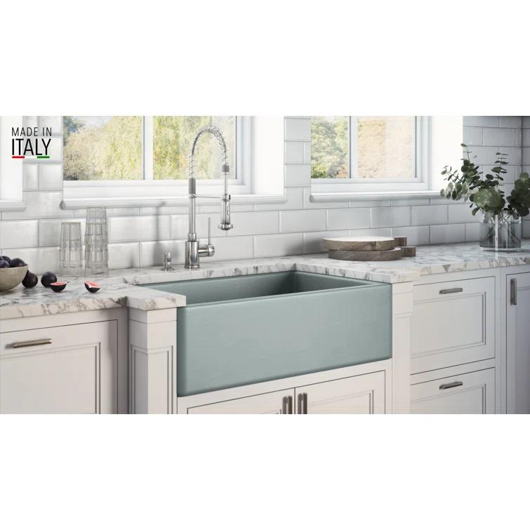 Ruvati 33 inch Fireclay Farmhouse Apron-Front Kitchen Sink Reversible