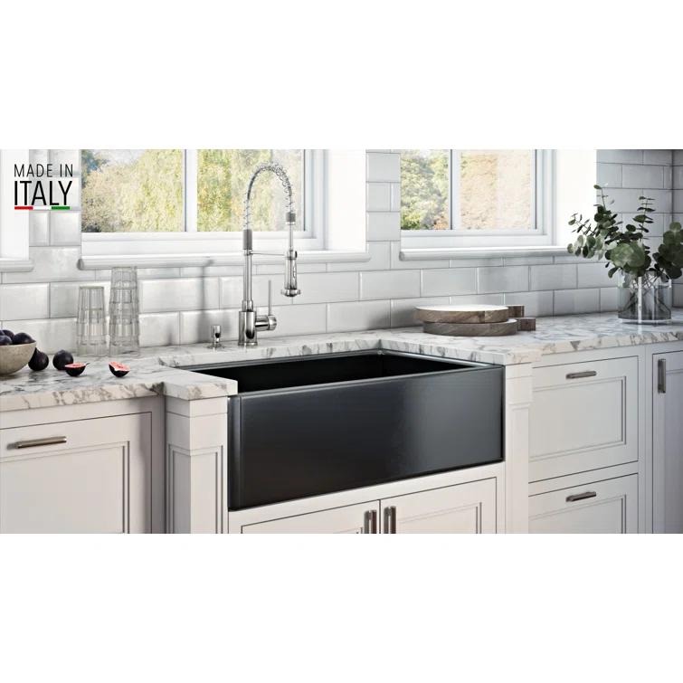 Ruvati 33 inch Fireclay Farmhouse Apron-Front Kitchen Sink Reversible