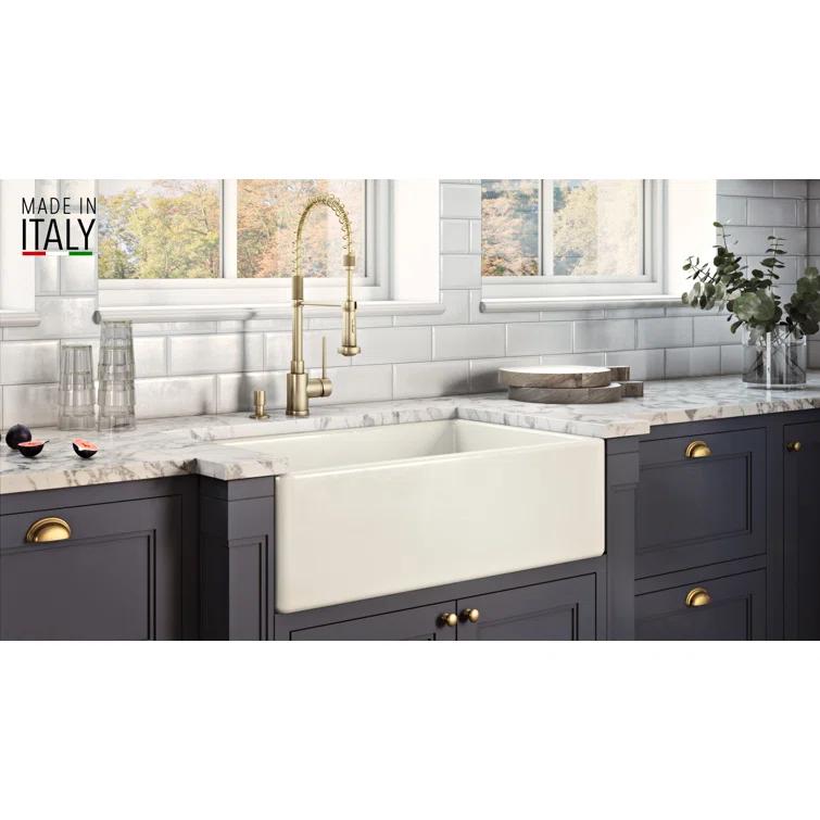 Ruvati 33 inch Fireclay Farmhouse Apron-Front Kitchen Sink Reversible