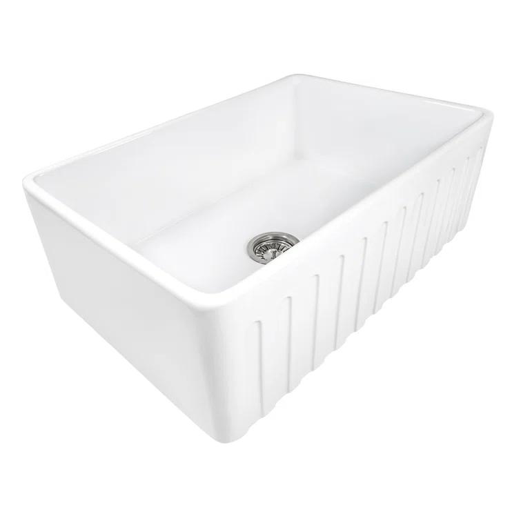 Ruvati 33 inch Fireclay Farmhouse Apron-Front Kitchen Sink Reversible