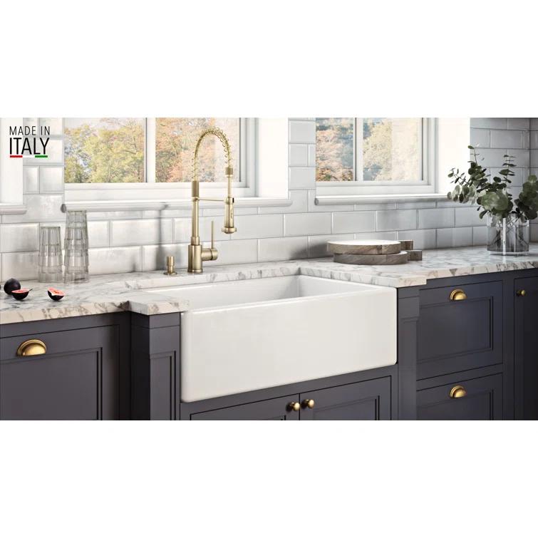 Ruvati 33 inch Fireclay Farmhouse Apron-Front Kitchen Sink Reversible