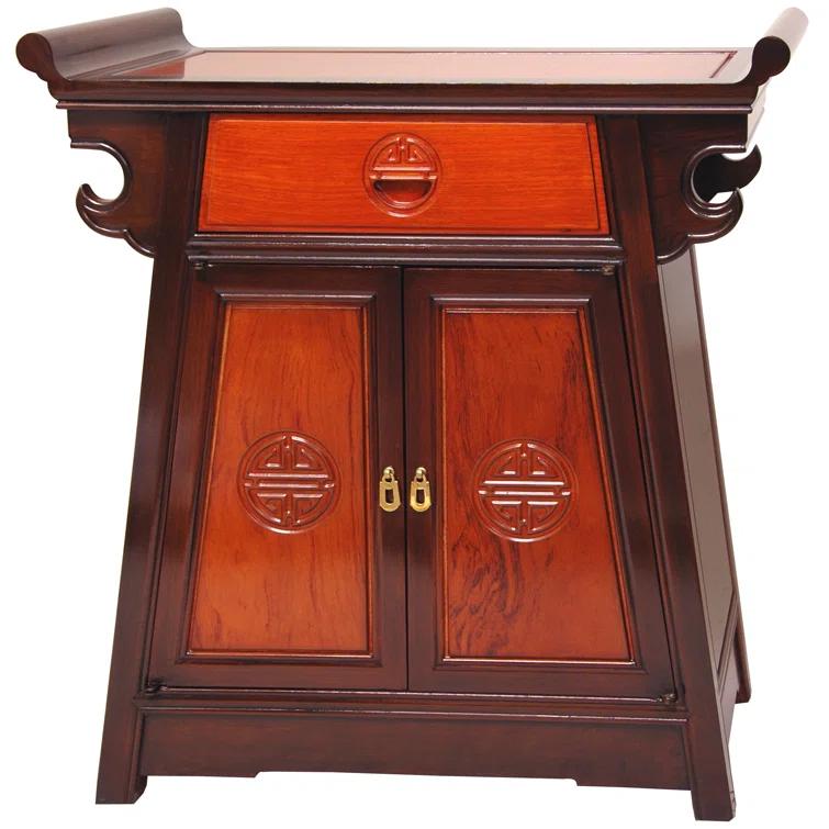 Oriental Furniture Rosewood Altar Cabinet, Two-Tone, 27.50"H