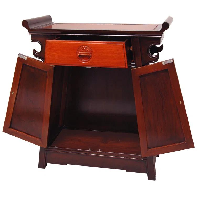 Oriental Furniture Rosewood Altar Cabinet, Two-Tone, 27.50"H