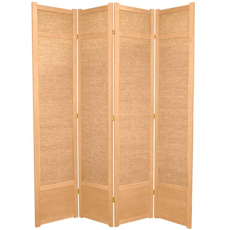 Oriental Furniture 7 Ft Tall Jute Shoji Screen, Natural, 4 panel