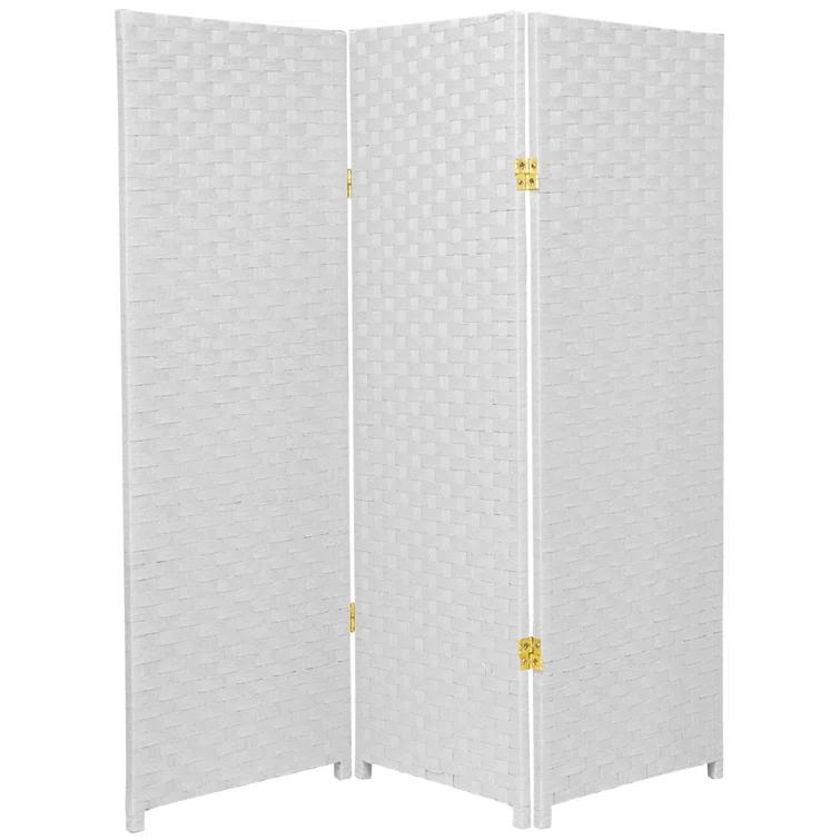 Handmade Woven Fiber Four-Panel Four-Foot Room Divider (China) White