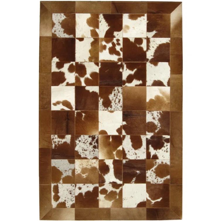 Madisons Inc Patchwork Handmade Cowhide Natural Brown Area Rug