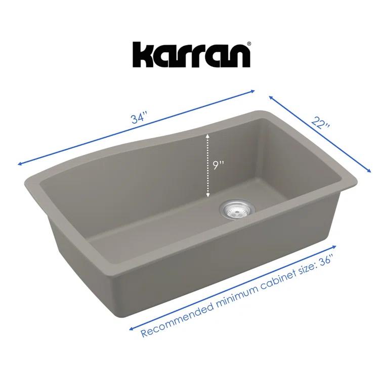 Karran Karran Undermount Quartz Composite 33-1/2'' X 21'' Single Bowl Kitchen Sink QU-722-CN