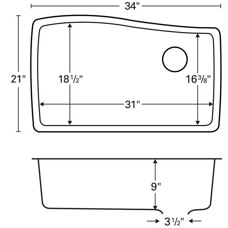 Karran Undermount Quartz Composite 33-1/2'' X 21'' Single Bowl Kitchen Sink