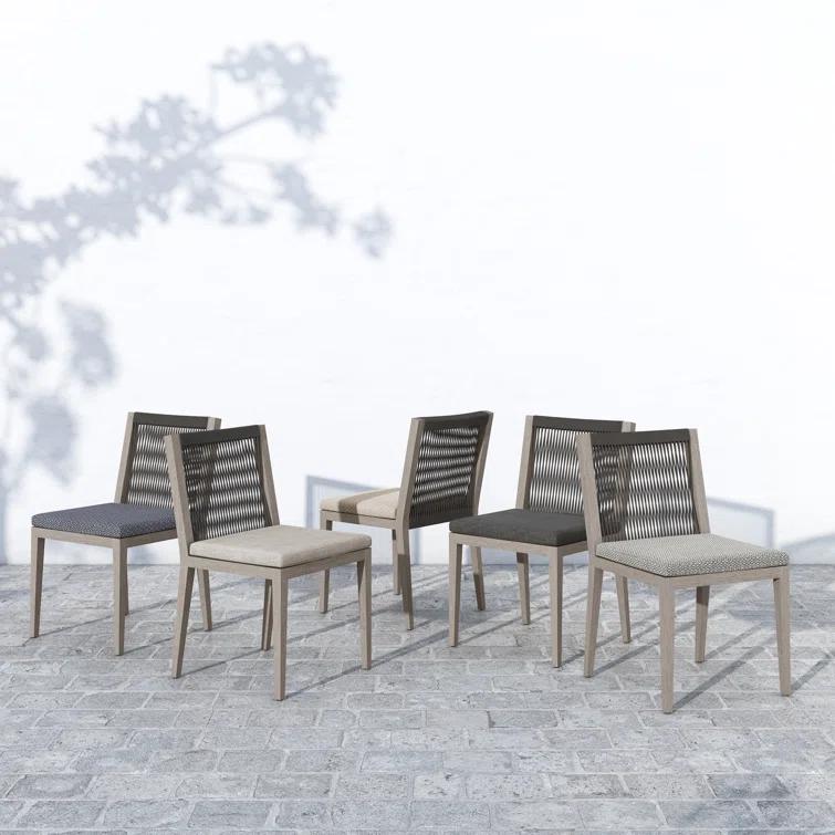 Teak Outdoor Dining Chair with Gray Cushions
