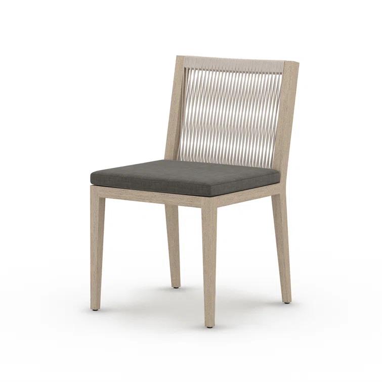 Teak Outdoor Dining Chair with Gray Cushions