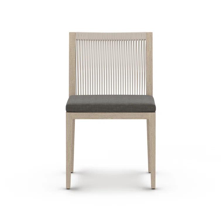 Teak Outdoor Dining Chair with Gray Cushions