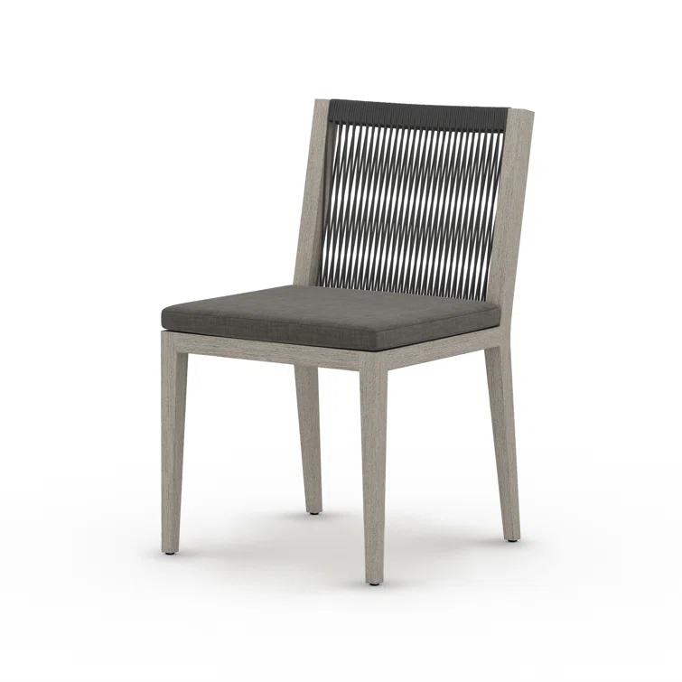 Teak Outdoor Dining Chair with Gray Cushions