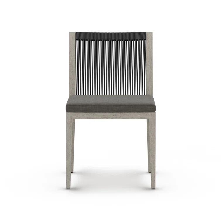 Teak Outdoor Dining Chair with Gray Cushions
