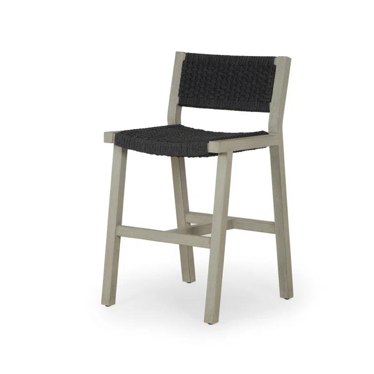 Solano Weathered Grey Teak and Dark Grey Rope Counter Stool