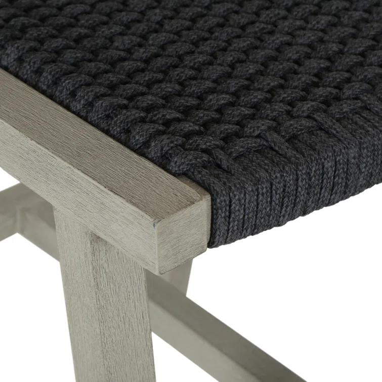 Solano Weathered Grey Teak and Dark Grey Rope Counter Stool