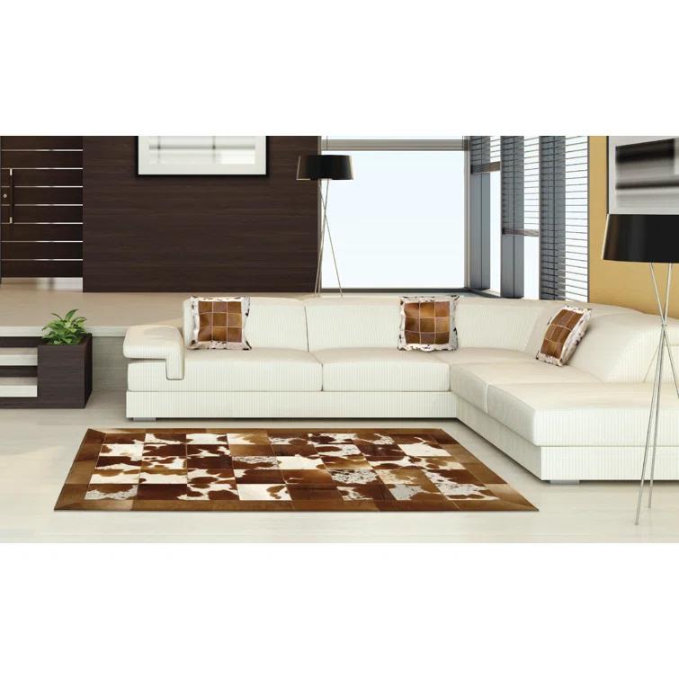 Madisons Inc Patchwork Handmade Cowhide Natural Brown Area Rug