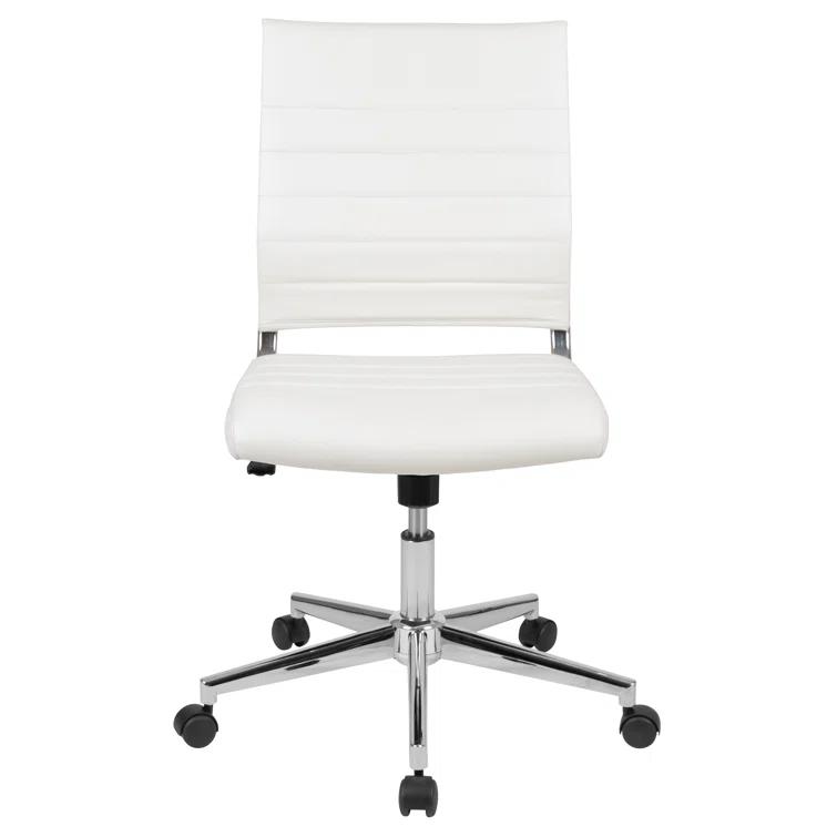 Flash Furniture Mid-Back Armless LeatherSoft Ribbed Executive Swivel Office Chair