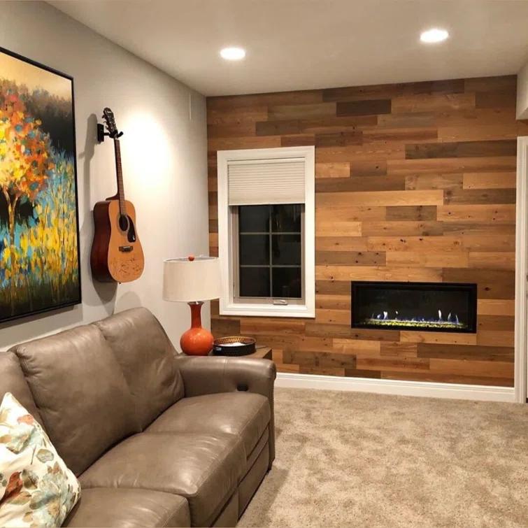 Timberchic River Reclaimed Wooden Wall planks - Simple Peel & Stick Wall Covering Application for DIY Accent Wall & Home Improvement - Modern, Premium Wall Paneling