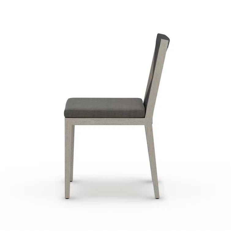 Teak Outdoor Dining Chair with Gray Cushions