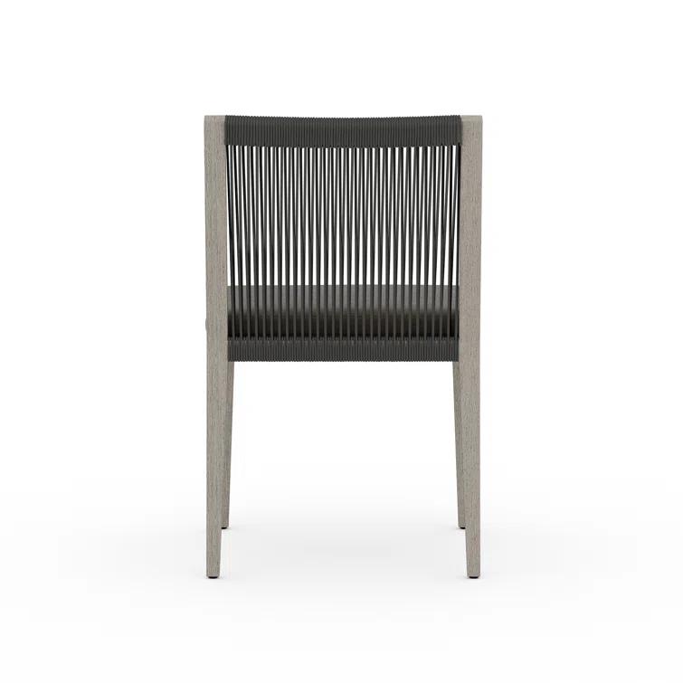 Teak Outdoor Dining Chair with Gray Cushions