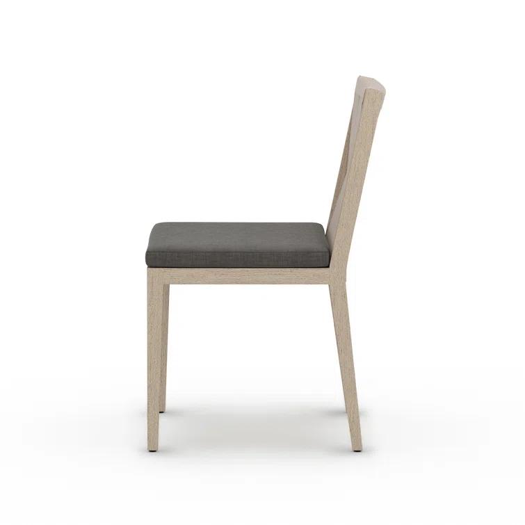 Teak Outdoor Dining Chair with Gray Cushions
