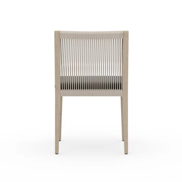 Teak Outdoor Dining Chair with Gray Cushions