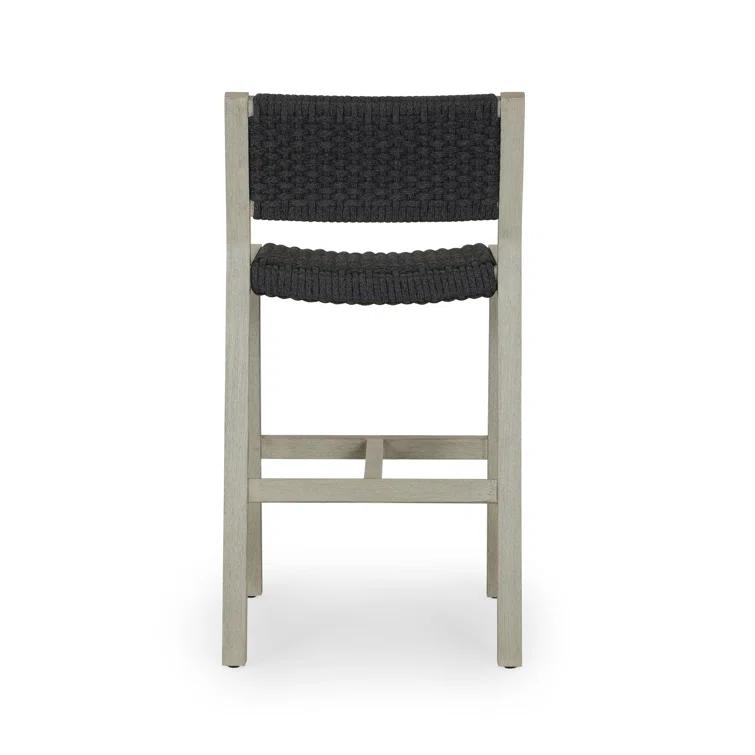 Solano Weathered Grey Teak and Dark Grey Rope Counter Stool