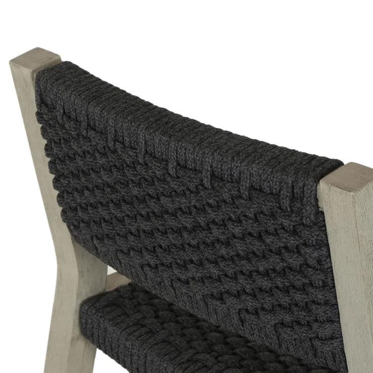 Solano Weathered Grey Teak and Dark Grey Rope Counter Stool