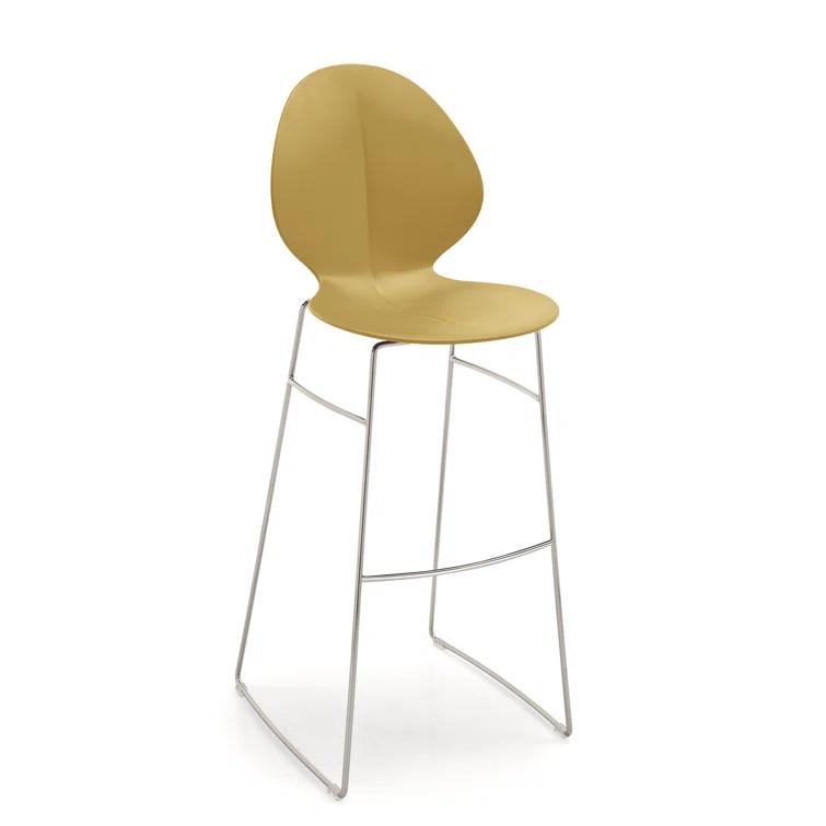 Silver Whisper Acrylic & Metal Basil Leaf Bar Stool