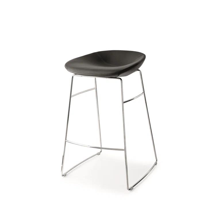Palm Upholstered Backless Stool with Metal Frame